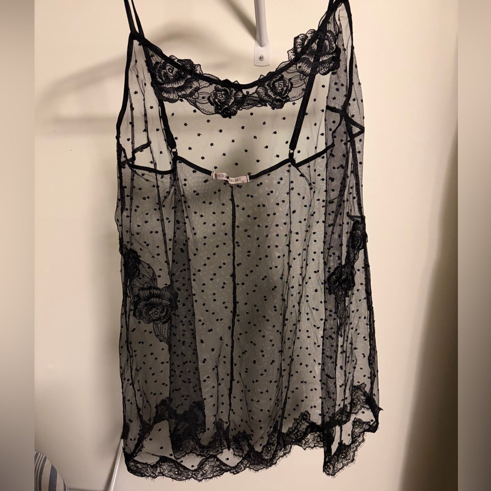 Victoria's Secret Sheer Black Lace Chemise